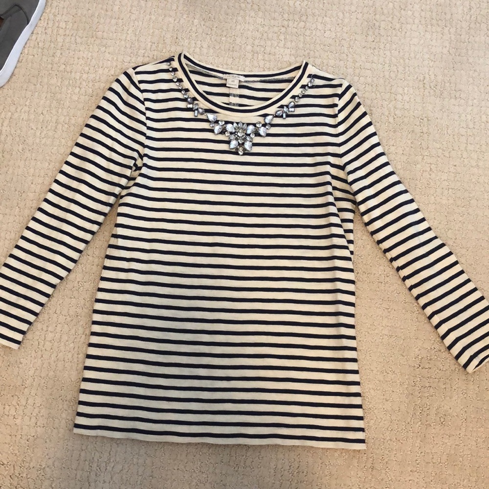 J. Crew striped shirt with jewel detail
